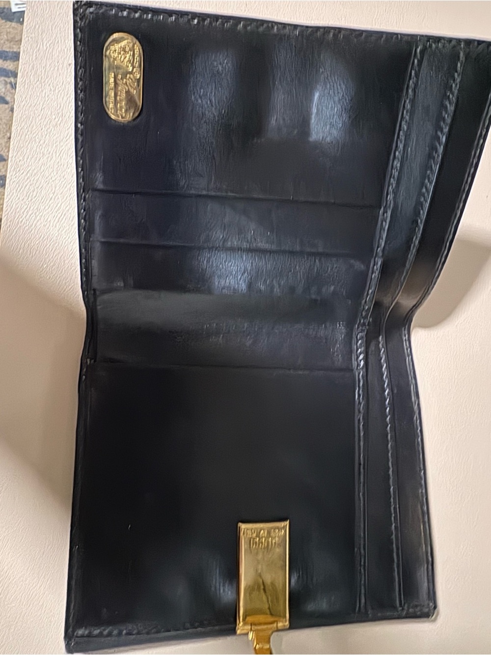 Black Leather Gucci Wallet with Gold Accent - Picture 2 of 6